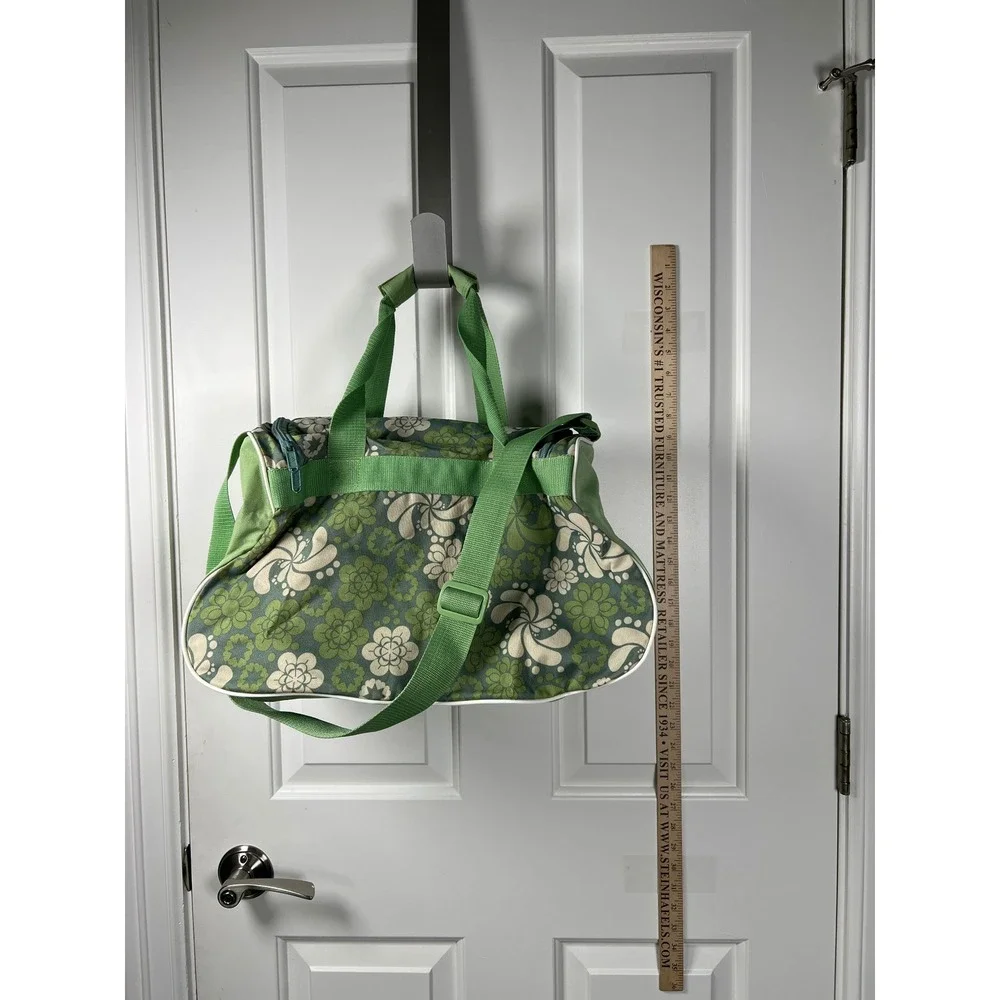 Adidas Floral Duffle Bag Green White Flower Print Gym Travel Shoulder Bag Kids